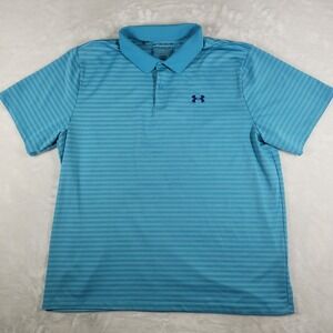 Under Armour The Playoff Polo Shirt Men's 3XL Blue Striped Performance Golf